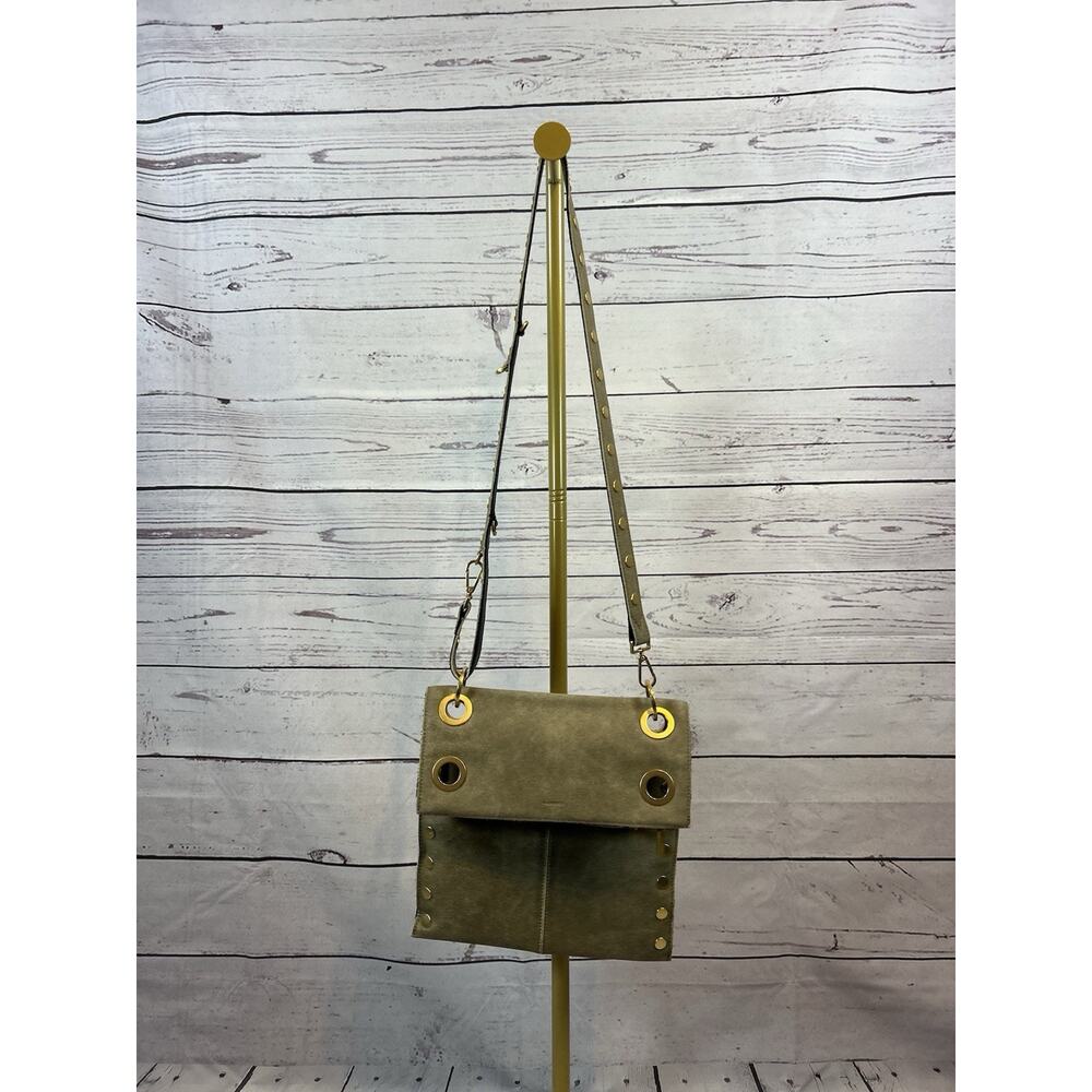 Hammitt Montana Large Reversible Leather Crossbody Bag Black Taupe Gold Studded - Picture 2 of 11